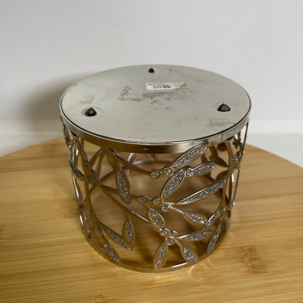 Bath & Body Works Leaf Branch Silver Glitter Metal 3-Wick Candle Holder - Picture 8 of 8